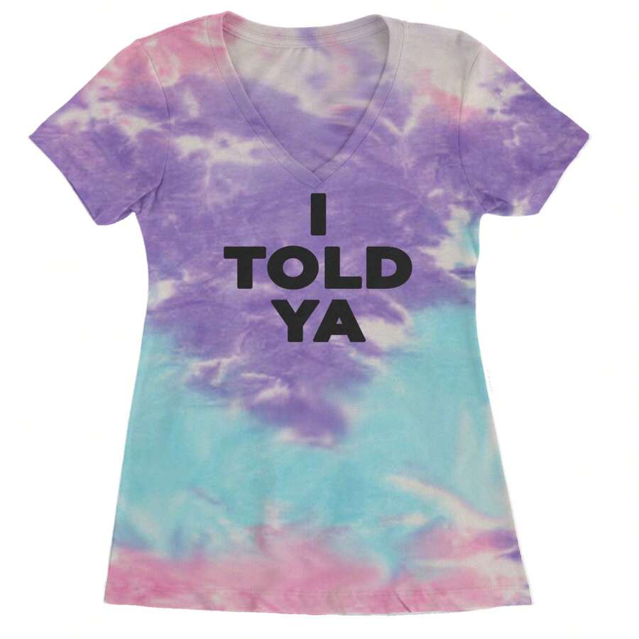 I Told Ya Challenger Black Print Ladies V-Neck T-Shirt