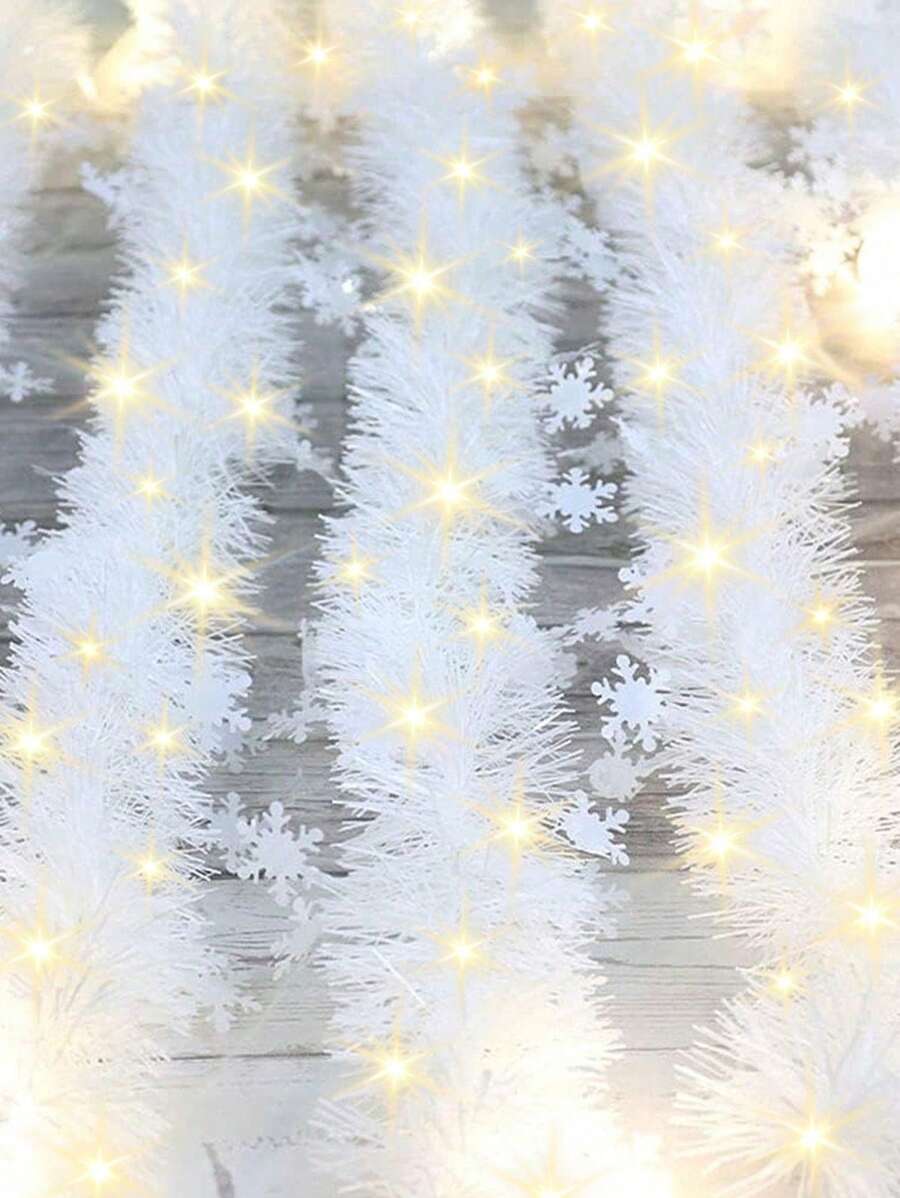1pc LED White Snowflake Garlands For The Christmas Tree Required, Featherless Plastic Decoration For Home And Parties,Classroom Home Indoor Outdoor Hanging Ornaments(LED Independent Packaging)
