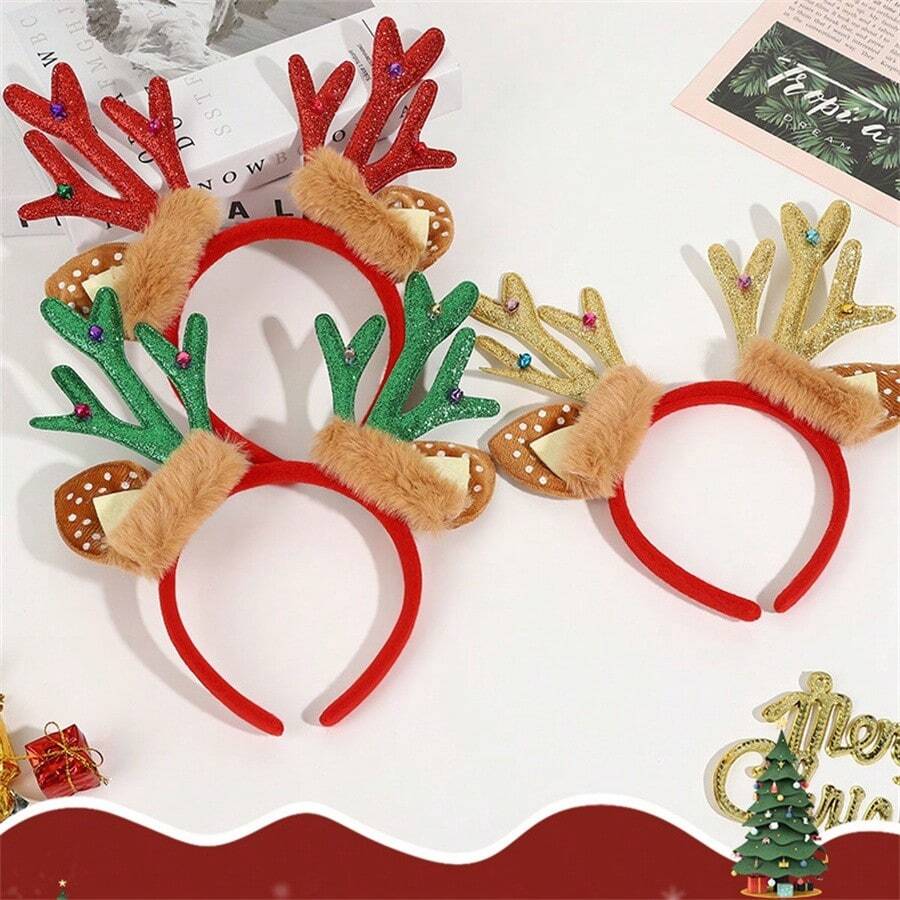 Ornements de serre-tête de vacances de Noël, serre-tête de bois de cerf, décorations de fête de Noël, cadeaux