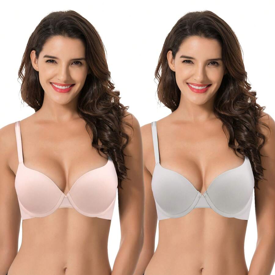Women's Light Lift Add 1 Cup Push Up Underwire Convertible Tshirt Bra