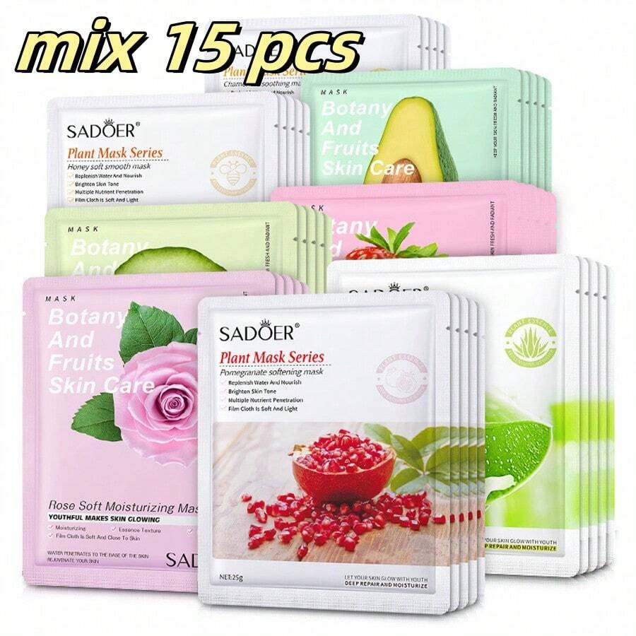 SADOER 1 Peça/15 Peças/30 Peças/50 Peças Máscara Facial de Rosa Vegetal, Máscara Facial Hidratante