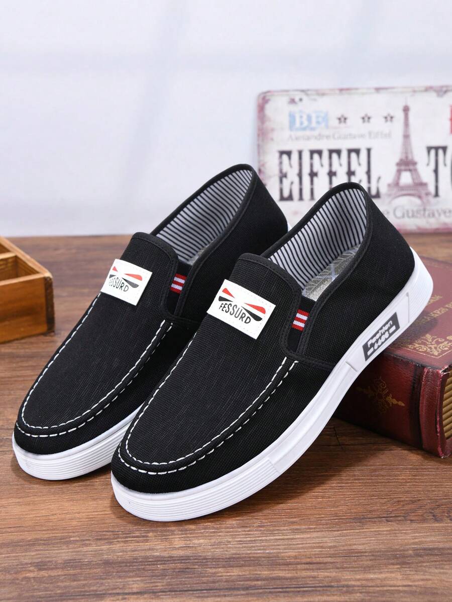 Mocassini senza lacci in tela da uomo, sneaker casual traspirante antiscivolo, scarpe da lavoro leggere e morbide con suola senza lacci