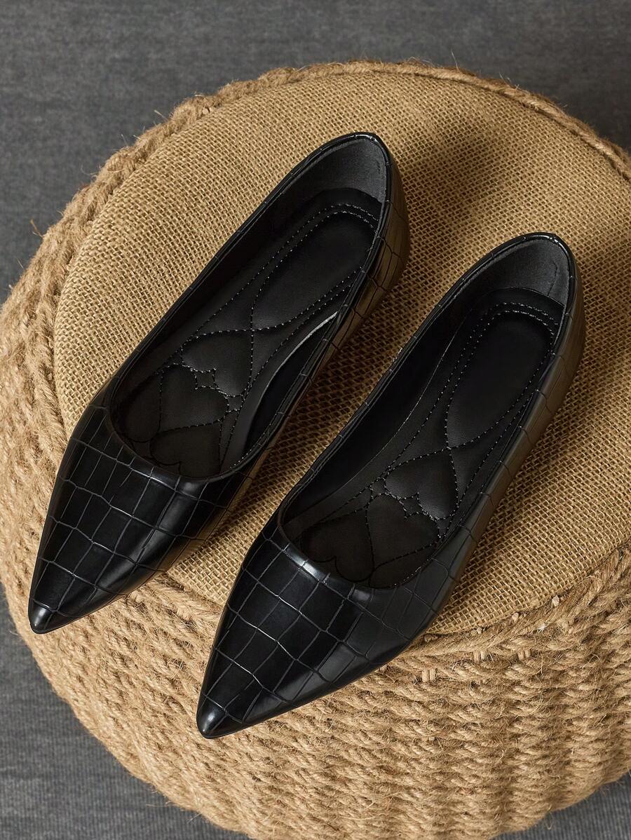 Women's Fashion Multi-Color Pointed Toe Light Brown Low Vamp Office Casual Versatile Black Flat Shoes, Fall Outdoor Leisure High-End Navy Blue Elegant Red Flats