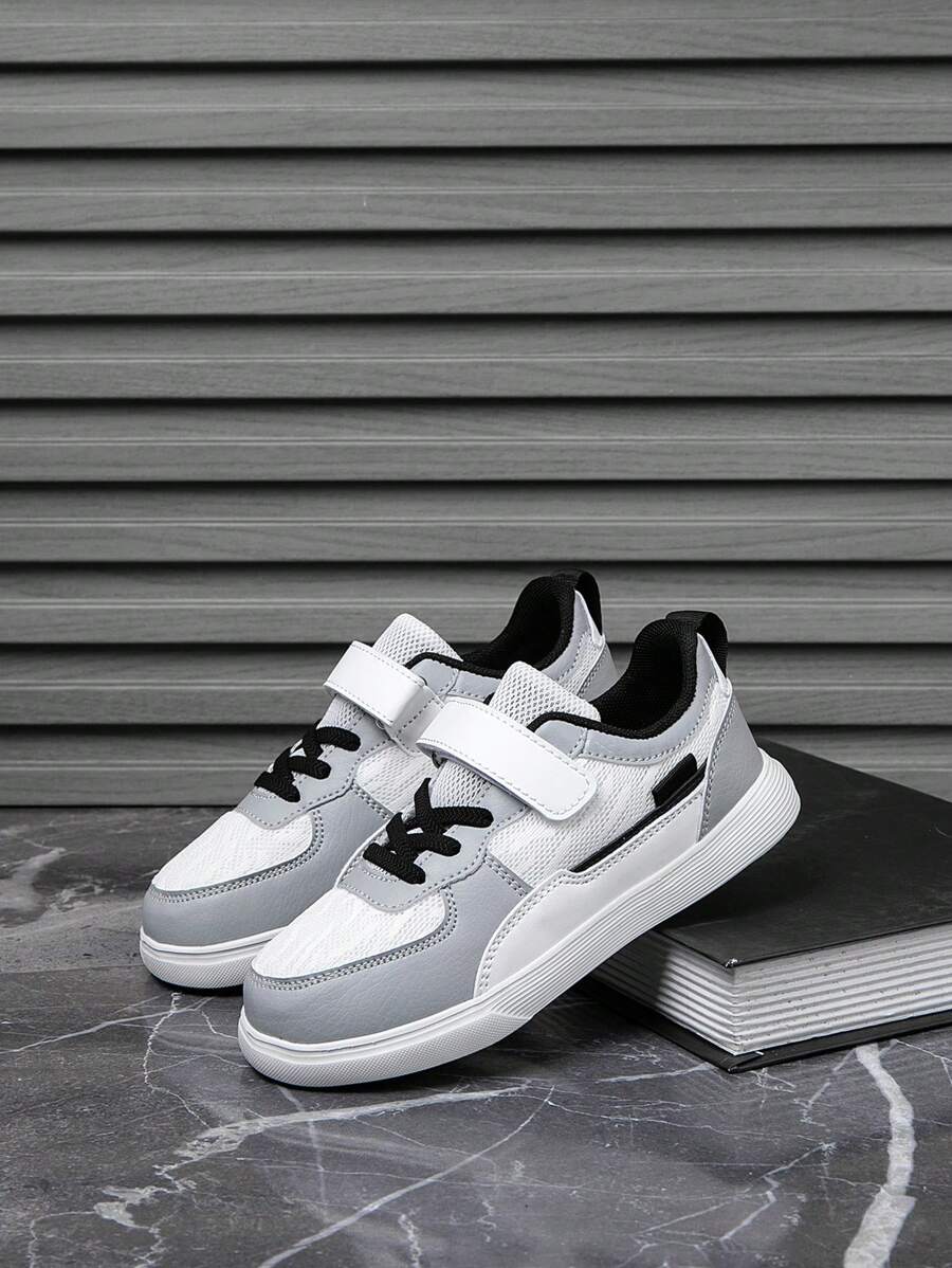 1 Pair Kids Sneakers Low Top Casual Sports Shoes, Breathable Mesh Upper For Indoor/Outdoor Wear, Lightweight Non-Slip Comfortable Fashion School Style Unisex Children Shoes, Patchwork Color
