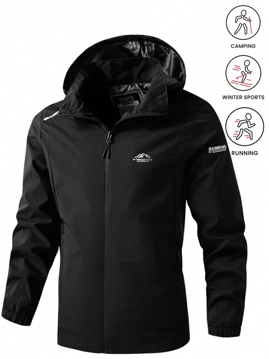 1pc Men's Outdoor Hiking Camping Windproof Waterproof Durable Warm Plus Size Sports Jacket, Autumn/Winter