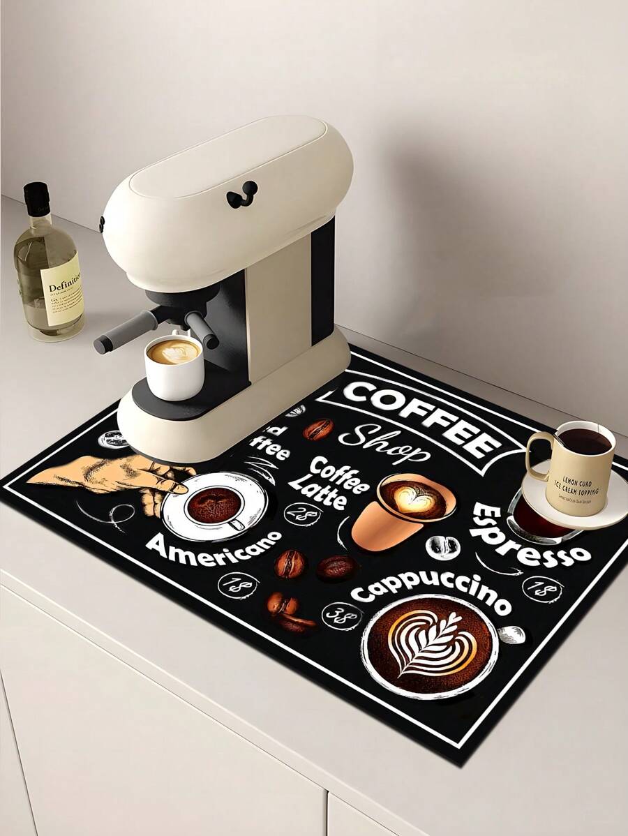 1pc,Coffee Machine Diatom Mud Drainage Pad, Soft Rubber Drain Pad, Non-Slip Super Absorbent And Wear-Resistant Dish-Washing Dry Pad, Placemat For Countertop Dining Kitchen Table Mat, Courtyard Table Decoration, Household Kitchen Supplies