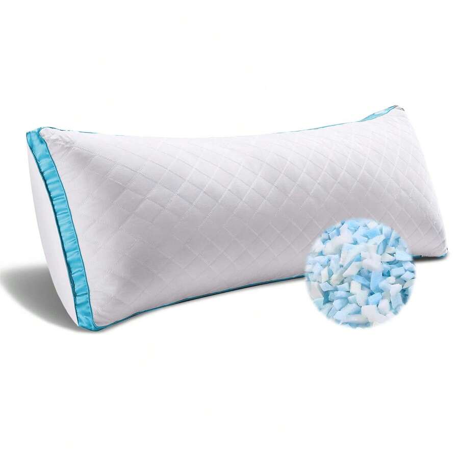 Memory Foam Body Pillow -Fluffy Body Pillows For Adults -Large Long Bed Pillows For Sleeping - 20x54 Inch, White