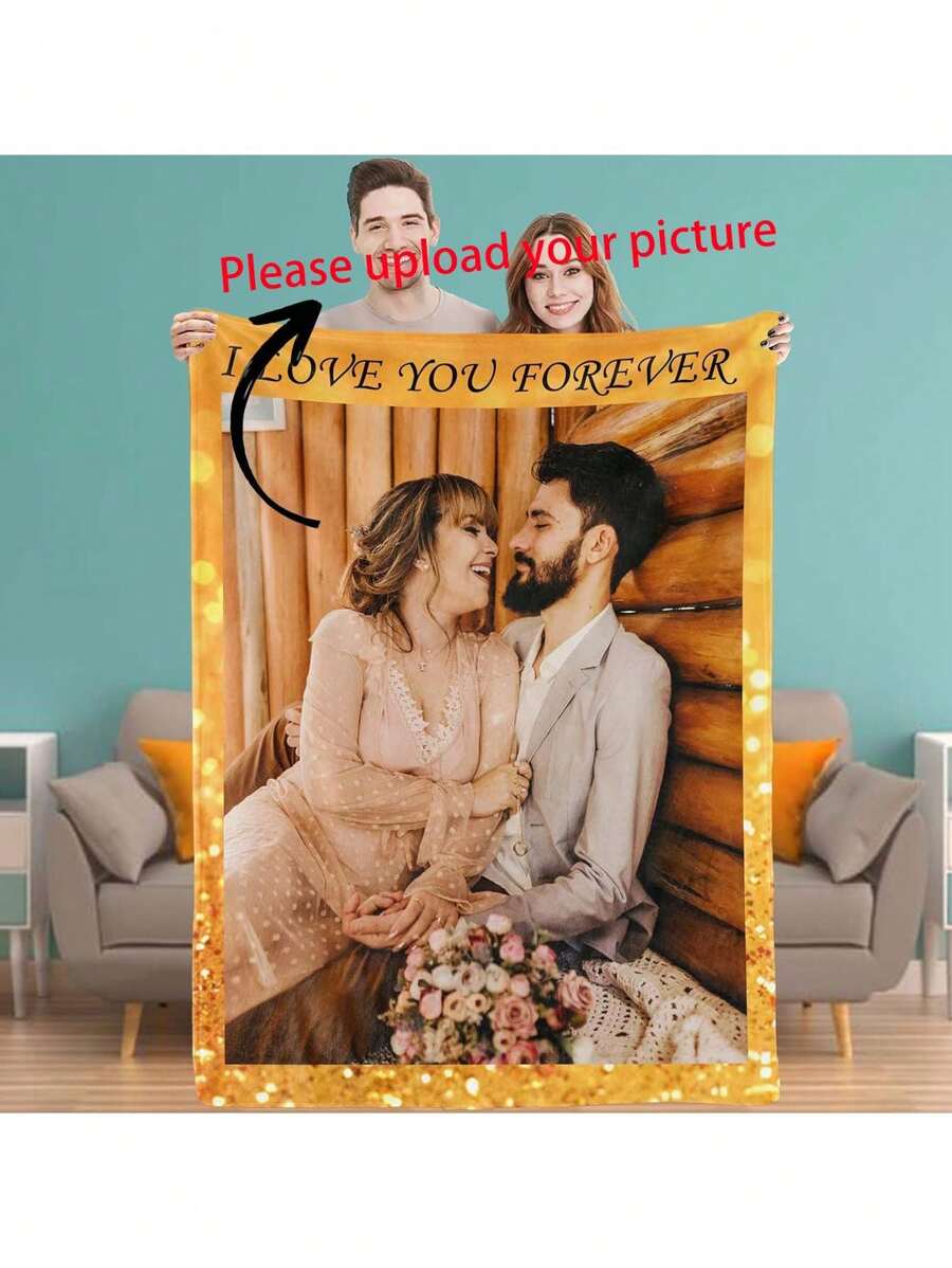 1 pieza Manta de franela personalizada con texto/imagen personalizada, manta decorativa gruesa y suave para sofá, sala de estar, dormitorio, adecuada para todas las estaciones, gran regalo para familiares y amigos