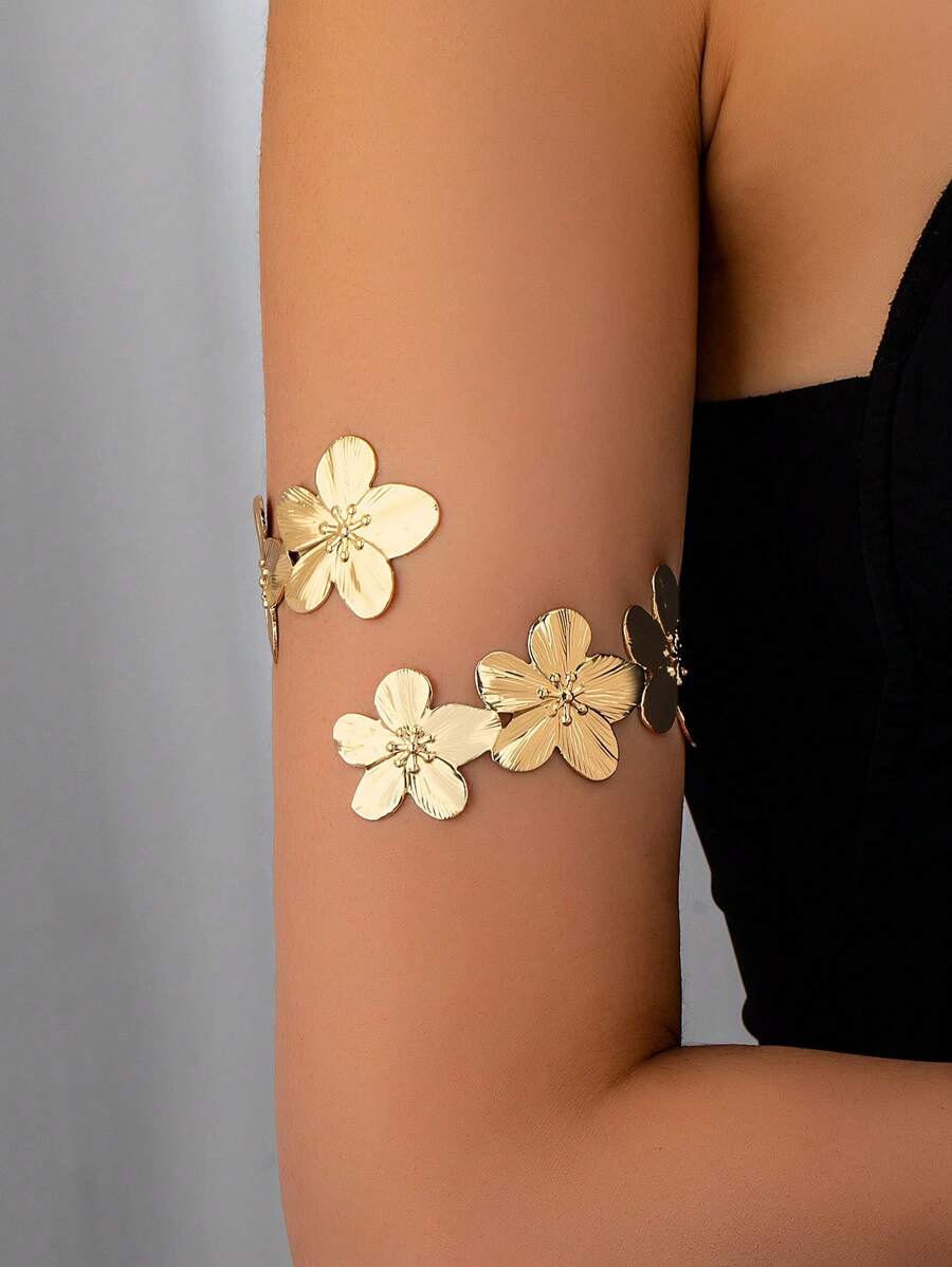 1pc Minimalist Geometric Petals Charm Bracelet For Women, Everyday Wear