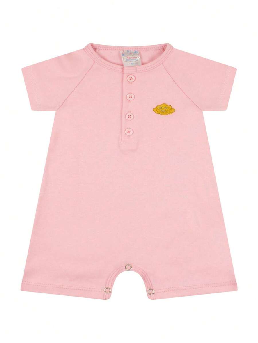 Macação curto-Romper -Bebê-Liso