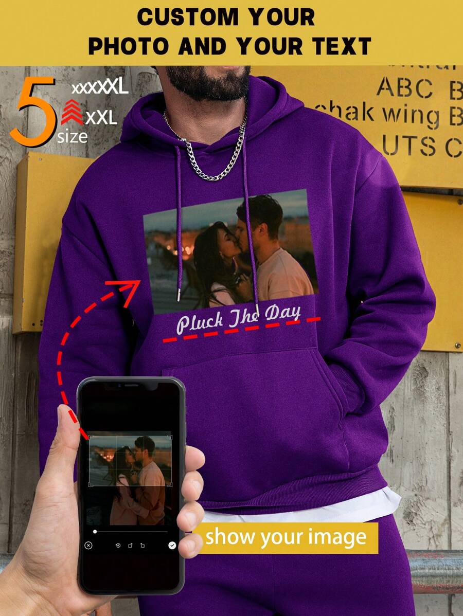 Customized Plus Size Men Graphic Print Funny Drawstring Hoodie