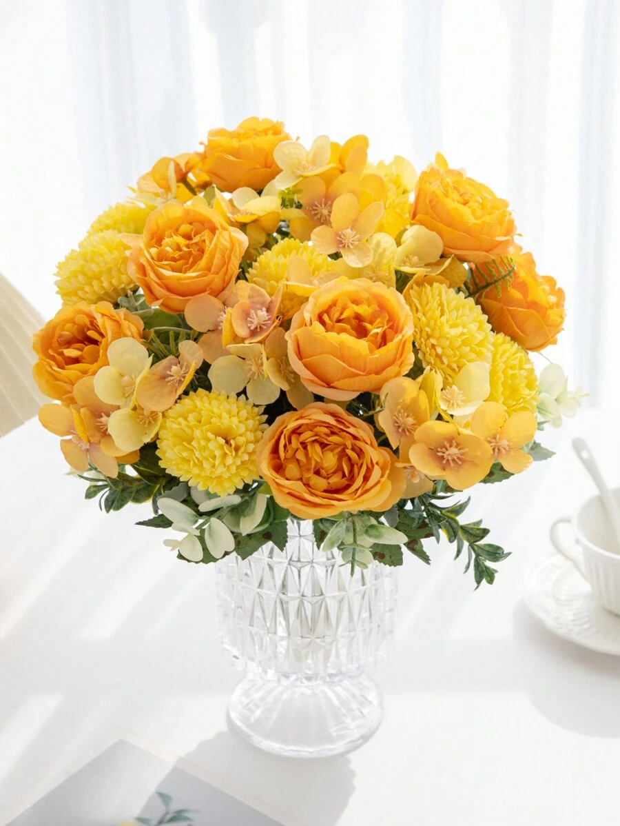 1 Stück/3 Stücke künstlicher 7-Kopf Pfingstrosenstrauß aus Seide Hortensie, Brautstraußmaterial, Heim, Esszimmer, Vase Dekoration, Hochzeitsdekoration, Hintergrundwand Dekoration, Blumen Hochzeitsauto mit DIY Kranz Material, Türsturz, Blumen Material, Valentinstag Geschenk, Herbst Dekoration
