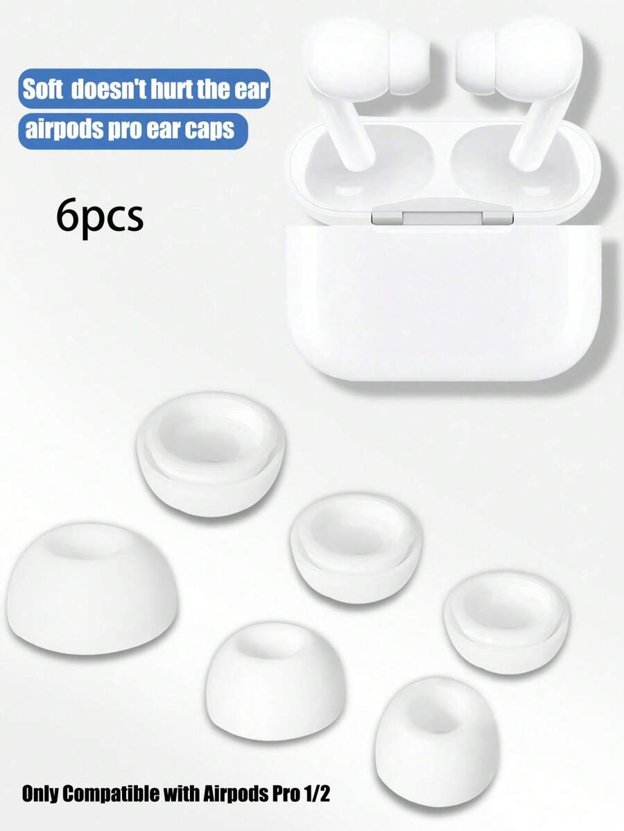6 pièces de remplacement en silicone blanc pour embouts d'oreille Apple Airpods Pro (grandes/moyennes/petites, 2 paires de chaque taille)