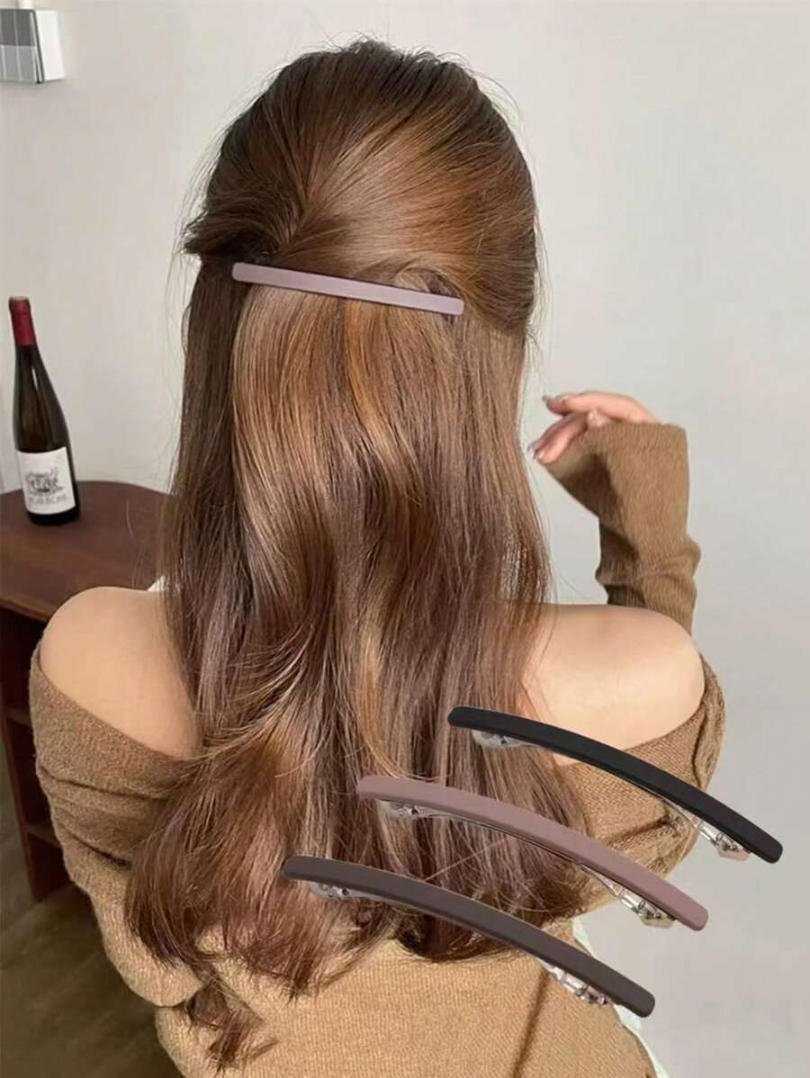 1 Peça/2 Peças Grampos de Cabelo Grandes e Simples de Acrílico Sólido Elegantes, Acessórios de Moda Versáteis Adequados para Uso Diário, Cor Sólida, Ideal para Todas as Estações, Grampo de Garra Plano, Presilha de Cabelo, Garras de Cabelo, Material Escolar