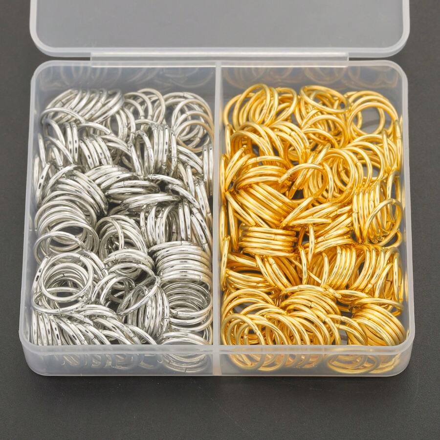 Assortiment de découverte pour la création de bijoux : anneaux ouverts blancs et dorés de 4 mm/5 mm/6 mm/7 mm/8 mm/10 mm, fermoirs mousquetons, anneaux fermés, pour bracelets, colliers, porte-clés, cadenas, fournitures pour bijouterie faite main