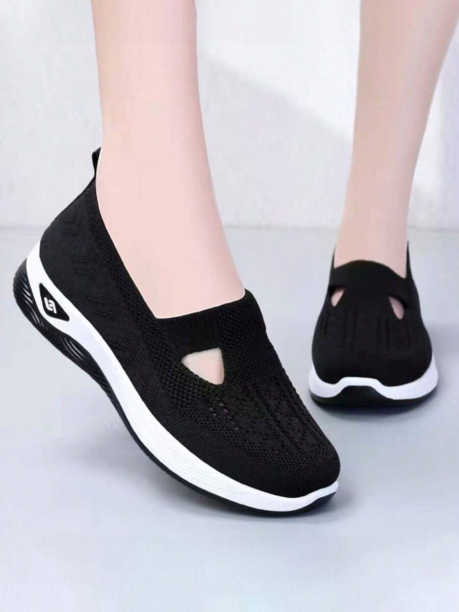 Zapatillas de deporte de malla tejidas cómodas y transpirables para conducir con punta redonda, novedades para primavera.Zapatos De Mujer Para Caminar Transpirables Zapatos De Enfermera De Trabajo Ajustables Con Hebilla, Zapatillas Mary Jane De Moda, Zapatos Planos Ligeros