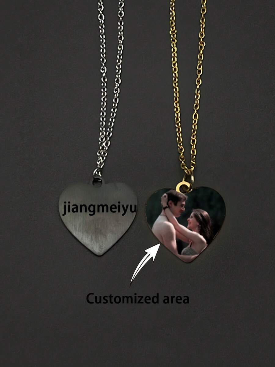 Customized Photo English Letter Necklace, European And American Fashion Heart Pendant Representing Unwavering Love Until Death