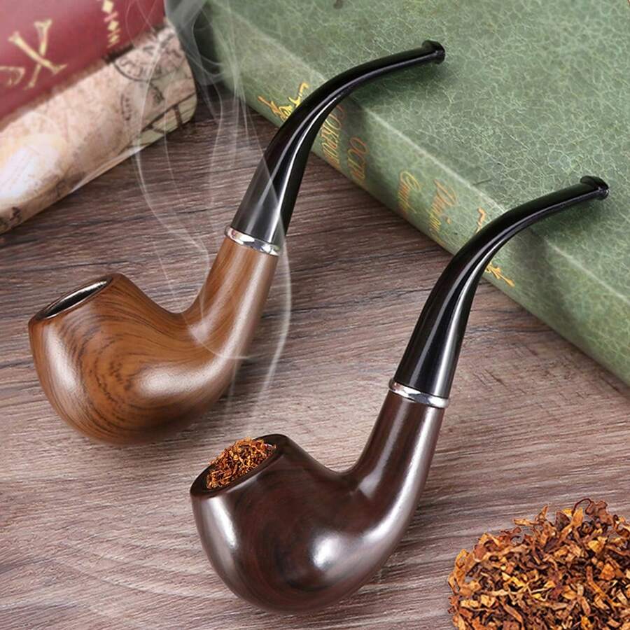 Pipes à tabac, pipe à fumer en résine ABS polie classique, pipe à cigarette en bois rétro de travail exquis et pour une meilleure expérience de fumage (1 pièce)