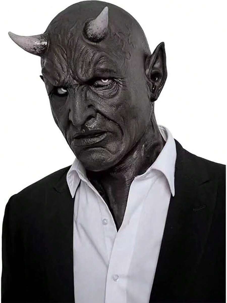 1 Peça Máscara de Horror de Halloween, Máscara de Cabeça Coberta de Látex de Monstro Assustador, Máscara de Diabo Chifrado, Máscara de Fantasma Carrancudo, Adereços Assustadores para Festival