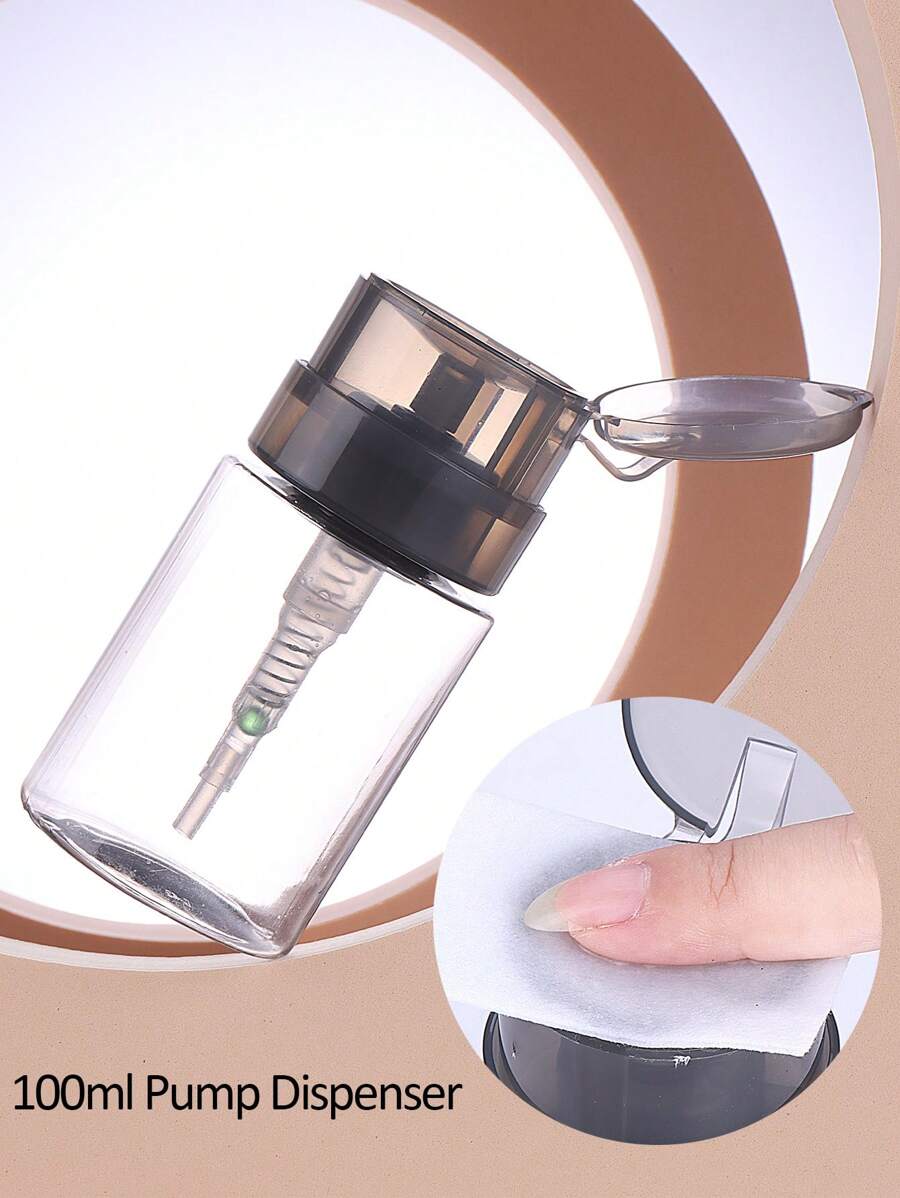 100ml Empty Black Clear Pump Dispenser Nail Polish Remover Pump Bottle Empty Alcohol Storage Dispenser Travel One-Touch Pump Bottle Dispenser Manicure Tools For Nail Polish & Makeup Remover