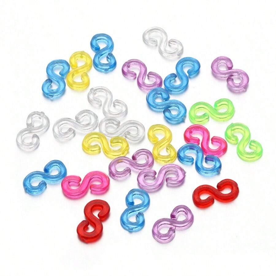 500pcs 11x6mm Transparent Loom Rubber Bands S Clips For DIY Jewelry Making Loom Bands Braid Bracelet Hook Connector Accessories