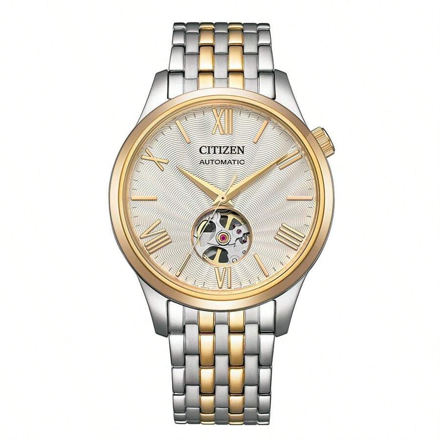 CITIZEN CITIZEN Serie Klassische Roségold Armbanduhr, modisches Business Lässig Design, wasserdicht, mechanisches Uhrwerk, Edelstahl Armband, gleiches Modell für Herren und Damen, weißes Ziffernblatt NH9136-88A