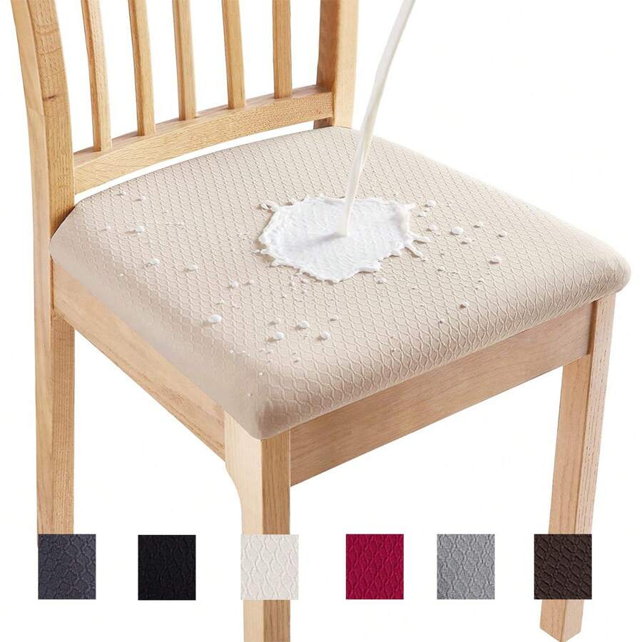 4pcs Waterproof Checked Damask Dining Chair Cover Removable Anti-Slip Chair Seat Cushion Cover For Kitchen