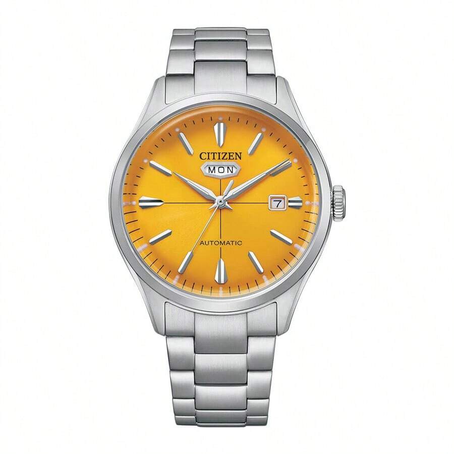 CITIZEN 50m Waterproof Mechanical Movement Stainless Steel Strap Japanese And Korean Watch 40mm Men's Watch Black Dial