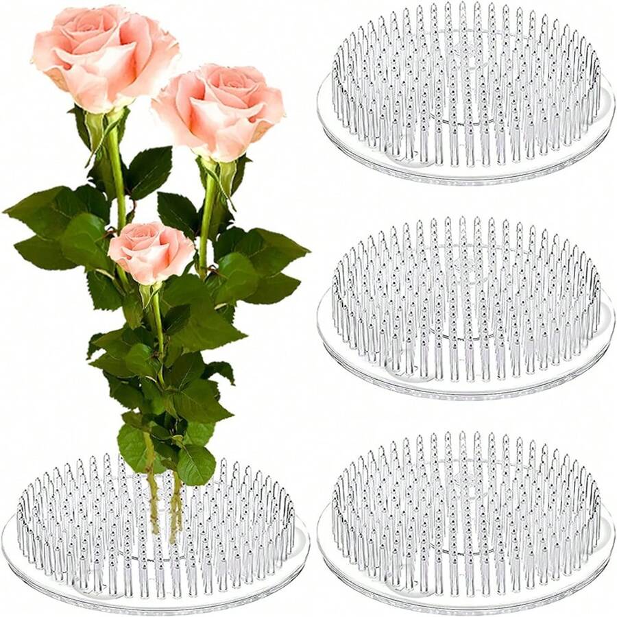 3pcs/Set Plastic Transparent Frog Shaped Flower Holder Vase Decor With Suction Cups, Zen Style Oriental Japanese Ikebana Floral Arranging Supplies, Reusable Floral Grid For Vase, Wedding Bouquet Stands