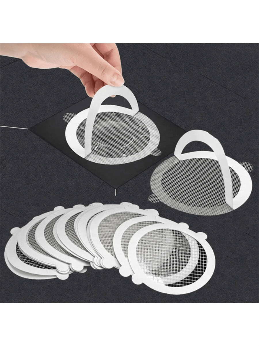 20 pièces Bouchon de drain de douche jetable, filtre de drain de lavabo de salle de bain, passoire, autocollants de couvercle de drain de baignoire en maille