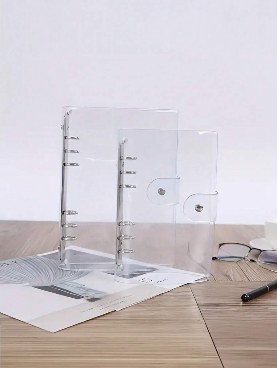 1 Caderno Criativo, PVC, Fichário Tátil de Folhas Soltas, Capa de Caderno Transparente para Anotações, De Volta às Aulas, Material Escolar