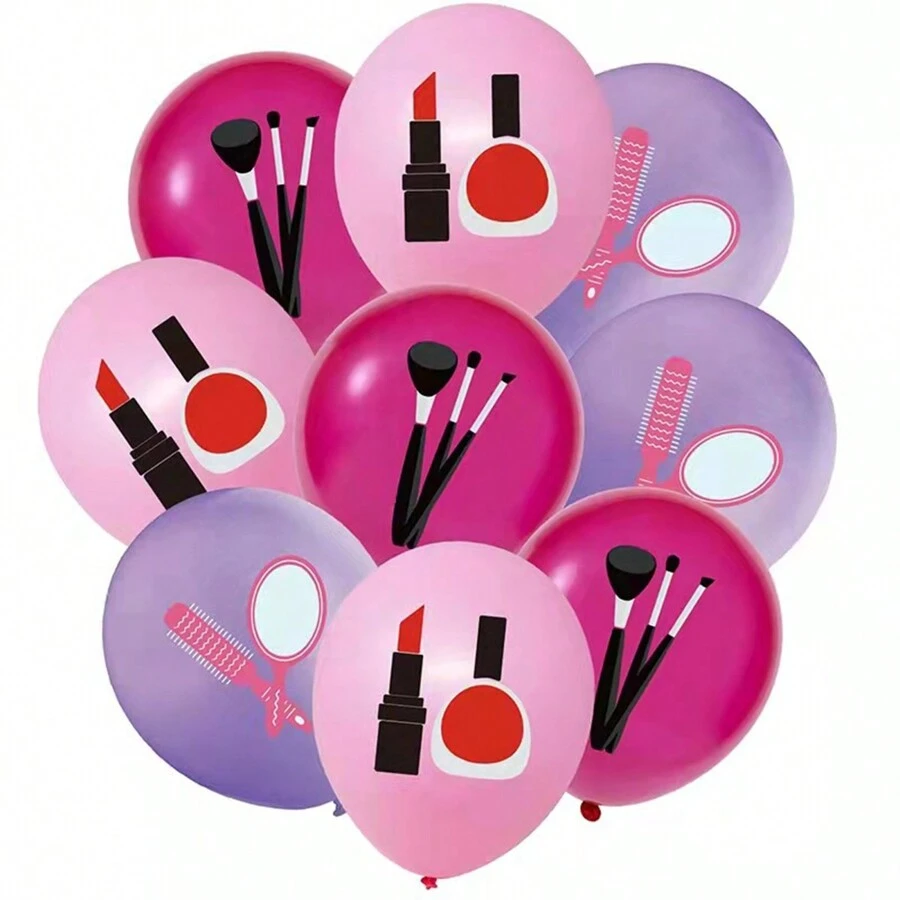 6/10/20/30 pièces Ballons/Banderoles, Fanions, Décorations pour fête de jeunes filles, Enterrement de vie de jeune fille, Anniversaire - Ballons, Pinceaux de maquillage, Miroirs, Rouges à lèvres, Noël