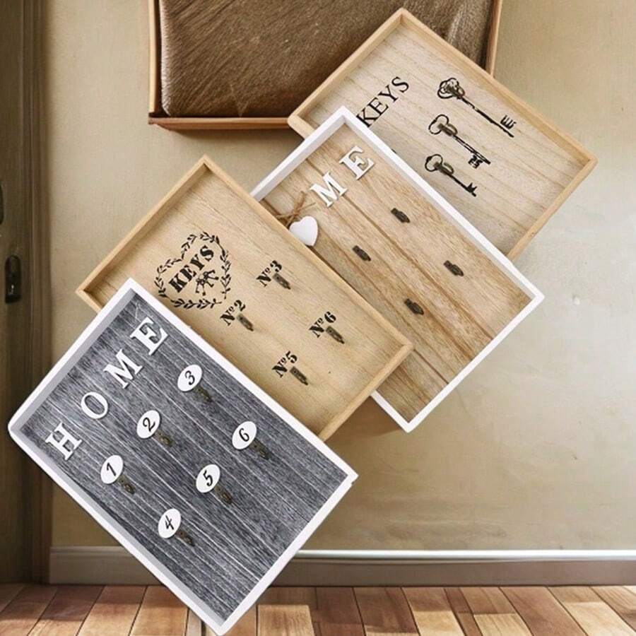 Wooden Vintage Hooks, Desktop Decoration, Office, Store, Bar Counter Display, Countryside Style, Wooden Key Box, Living Room