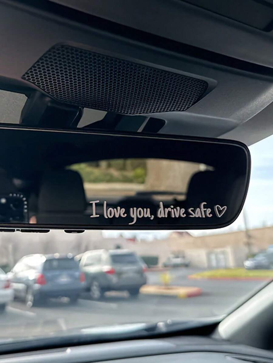 1 pezzo Adesivo per auto impermeabile universale "Ti amo, guida con prudenza" per lo specchietto retrovisore, decorazione auto