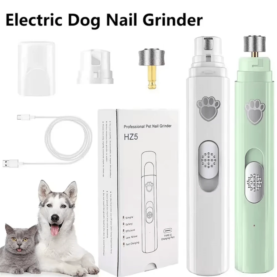 Herramienta de pulido y acicalado de uñas para mascotas con 2 velocidades y 3 métodos de pulido, cortaúñas eléctrico recargable por USB, pulidora de uñas eléctrica profesional para mascotas, máquina automática de manicura