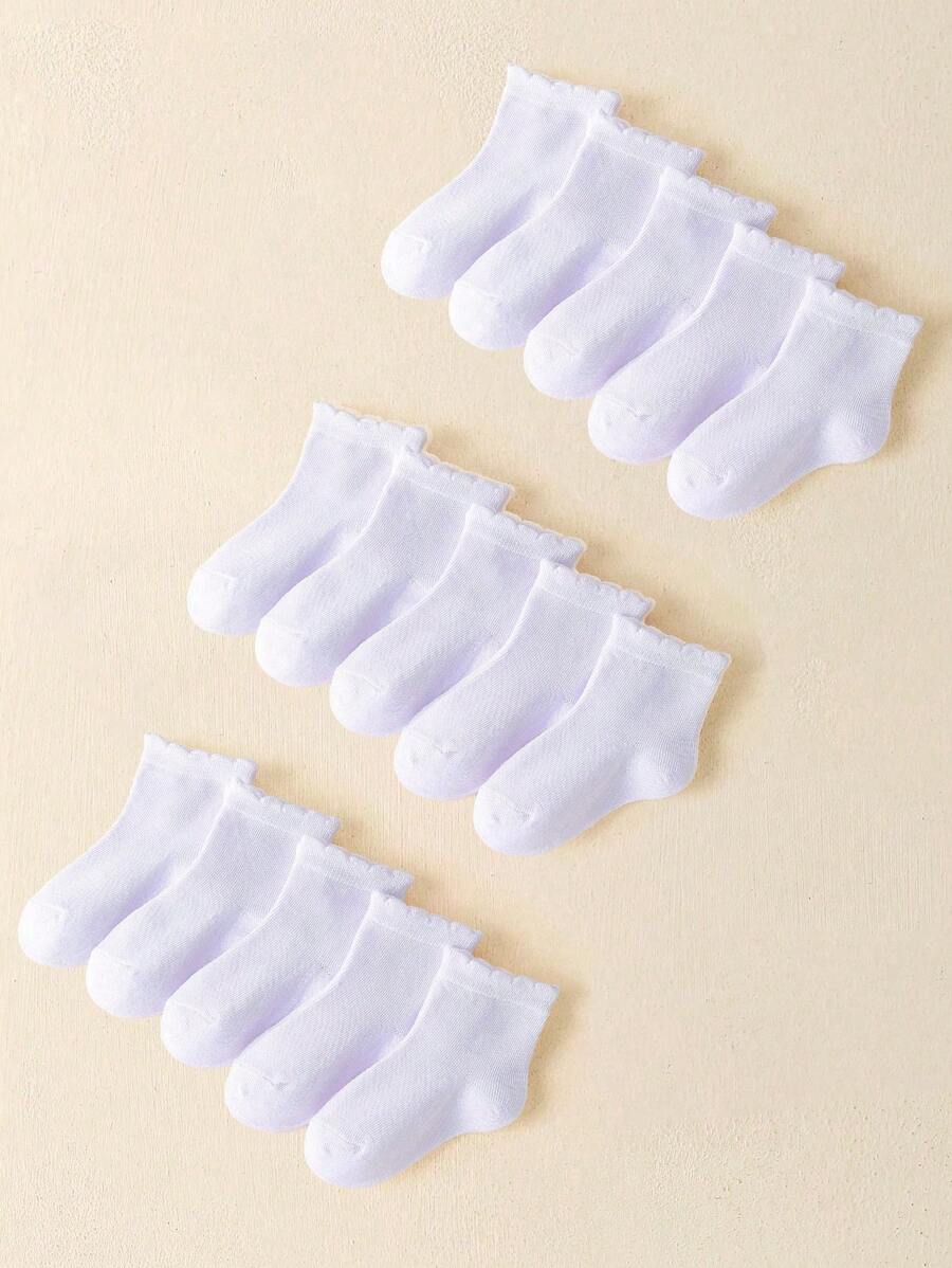 5pairs/Set Girls Thin Solid/Stripe Pattern Lace Ankle Socks For Summer, Casual Style