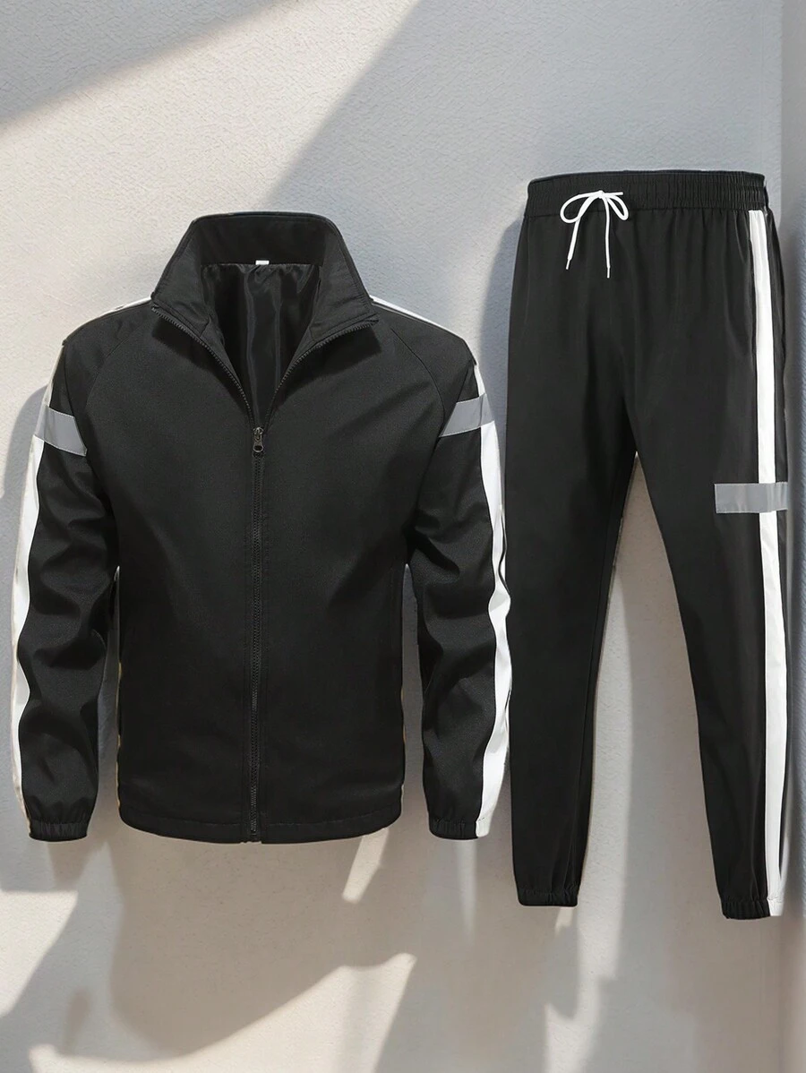 2 peças Conjunto de Jaqueta e Calça Casuais Versáteis Masculinos