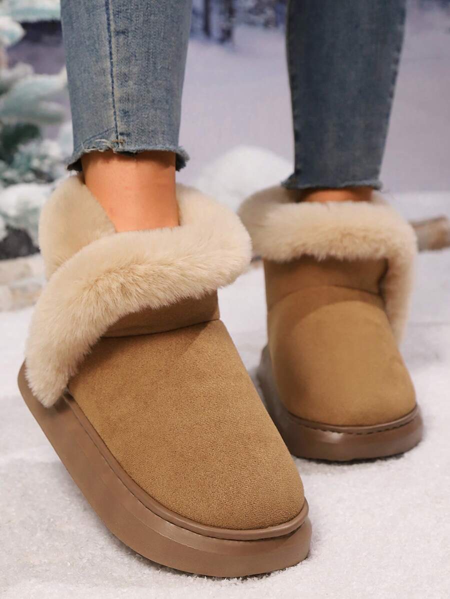 Women Winter Snow Boots Warm Thickened Plush Lined Casual Slip-On Short Boots