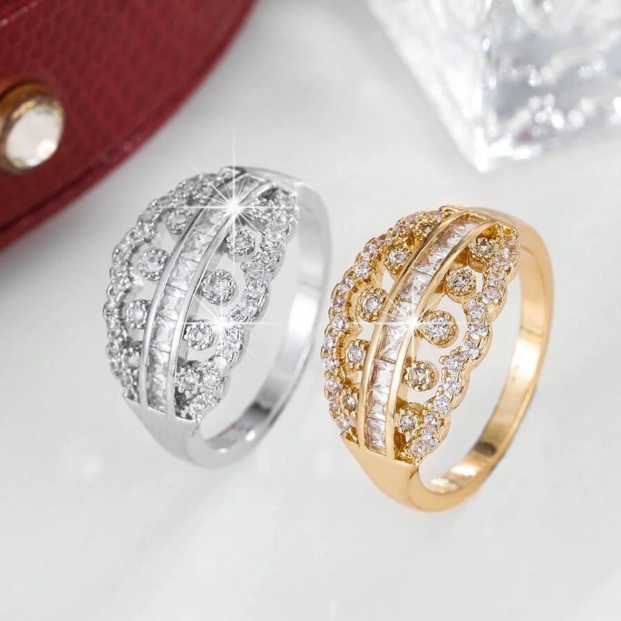 1pc Minimalistische modieuze gepersonaliseerde zirkonia ring voor vrouwen, geschikt voor dagelijks gebruik vinger ring