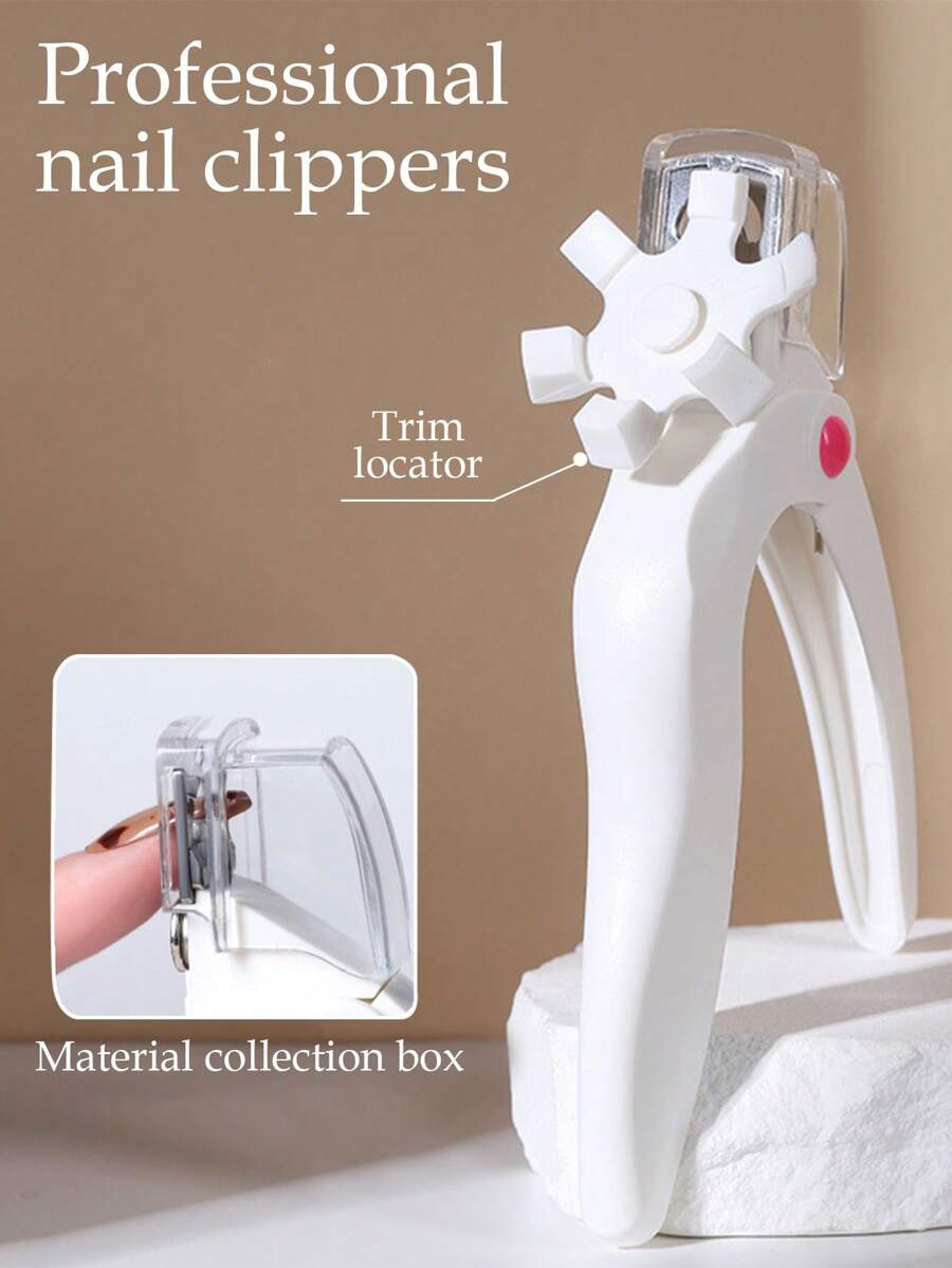 1pc White Professional One-Side Nail Clippers With Nail Positioning Nail Care Tool, Acrylic Rotary Nail Cutter For Nail Salon And Home Use,Nail Supplies,Nail Tools,Nail Art Tools,Back To School,Nails,Nail Tools For Press On Nails,Manicure Pedicure Tools