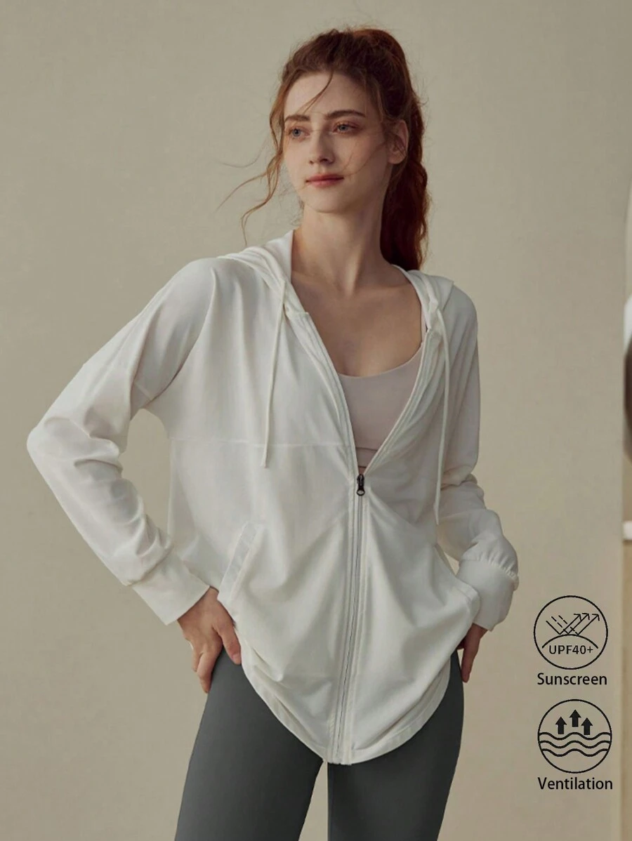 Summer Workout Women's High-End Yoga Shirt, Jogging Top, Fitness Jacket, Sun Protection Outwear For Running