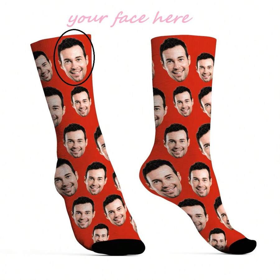 1 paire de chaussettes personnalisées avec n'importe quel visage pour garçons, chaussettes photo personnalisées pour beaux mecs et jolies filles, chaussettes hautes de couple avec image personnalisée intéressante, convient pour la Saint-Valentin, les anniversaires et autres occasions, drôles, folles, anime, idées de cadeaux multicolores pour l'école, l'hiver, la Saint-Valentin