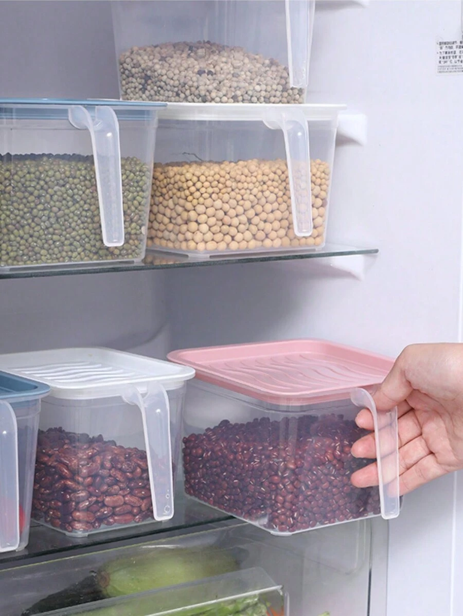 Set de 2 cajas de almacenamiento herméticas y transparentes con asas para el refrigerador, en estilo cajón de plástico para guardar granos, nueces, cereales, huevos, alimentos, frutas y verduras, aderezos para ensaladas, para uso al aire libre y camping
