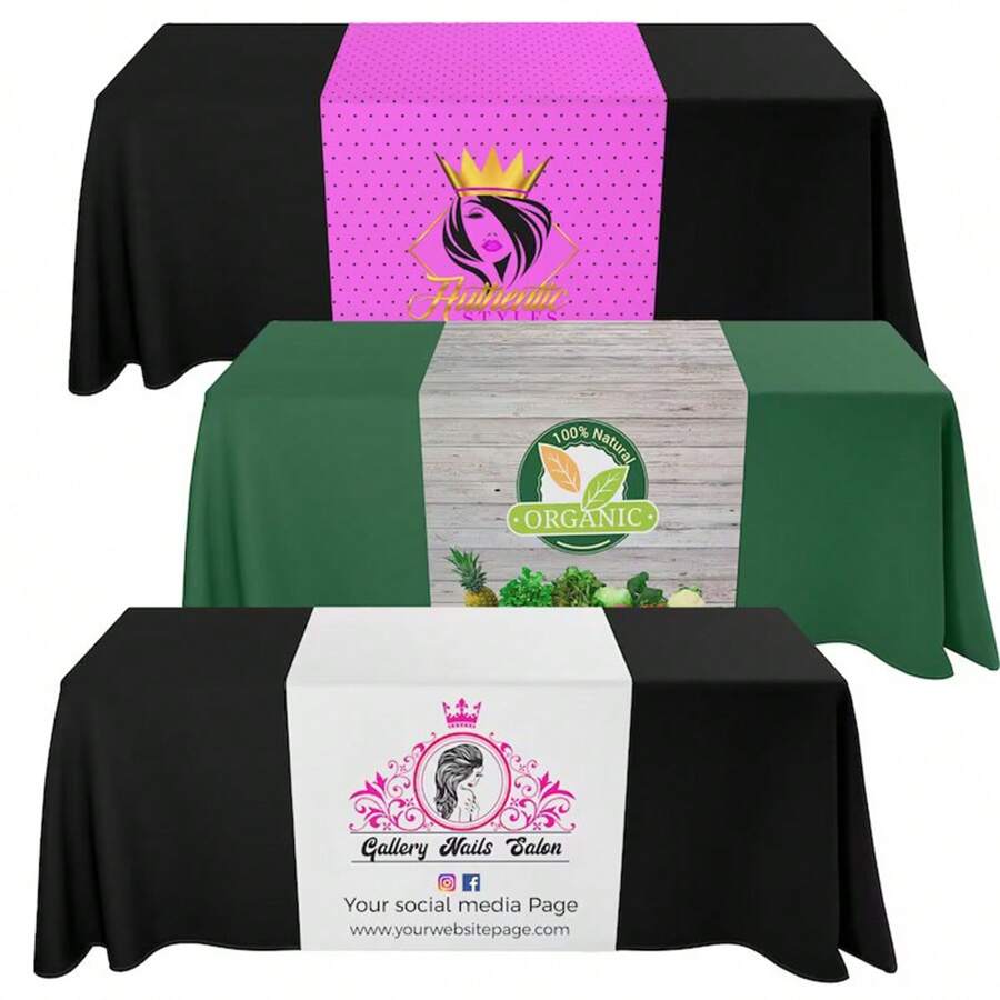 1pc Custom Table Runner Full Color With Your Logo Or Design For Vendor Fairs, Craft Show,Multi-Functional,Durable,Ornamental,Anti-Mold,Reusable,Adorable,High-Quality,Cute,Vintage,Colorful,Custom,Personalized,Unique,Ideal Gifts For Him,Ideal Gifts For Her,Her,Boyfriend,Girlfriend,Dad,Mom,Family,Friends,Son,Daughter,School Students,Dining Room,Bathroom,Living Room,Bedroom,Office,Tea Room,School,Home,Home Bedroom Refresh,Brunch-Ready