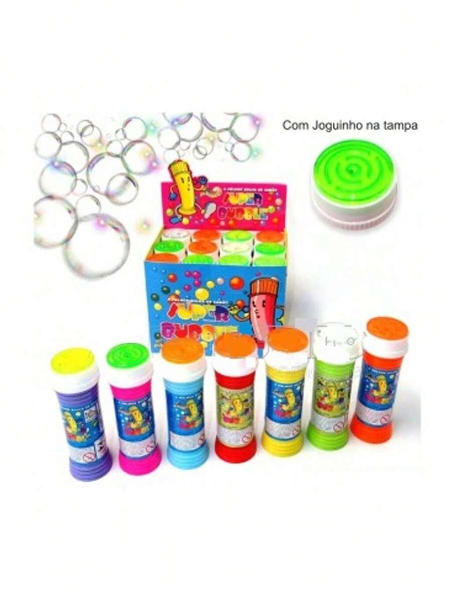 12 Bolha De Sabão + Jogo Tampa Brinquedo Divertido Menino Menina Barato