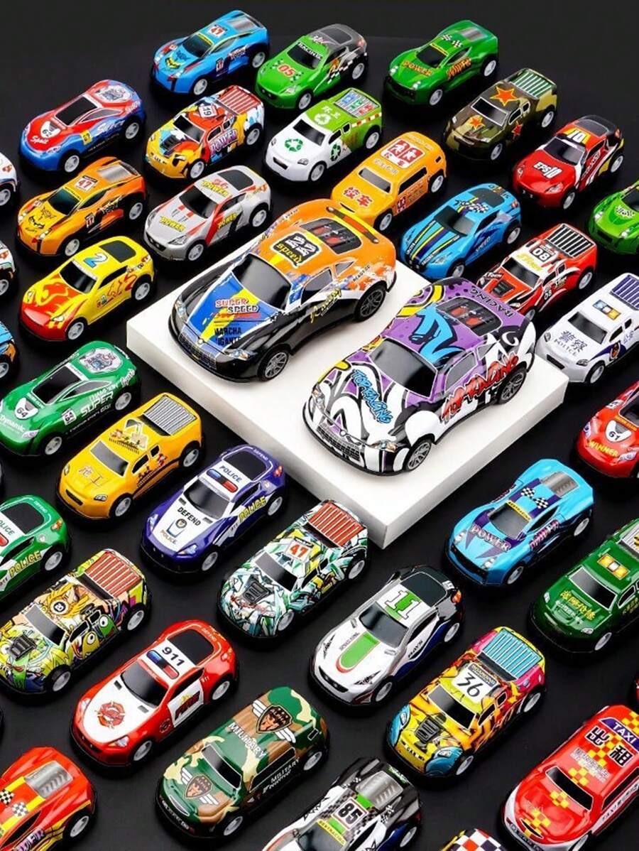 10 pièces / 20 pièces / 30 pièces Voiture miniature à inertie, taille constante, convient pour les articles de fête d'enfants, les jouets de course de voitures, les fournitures pour Pâques et Noël, les cadeaux de fête, idéal pour les garçons et les filles. Le style sera envoyé aléatoirement, voitures, voitures jouets, jouets pour garçons, retour à l'école