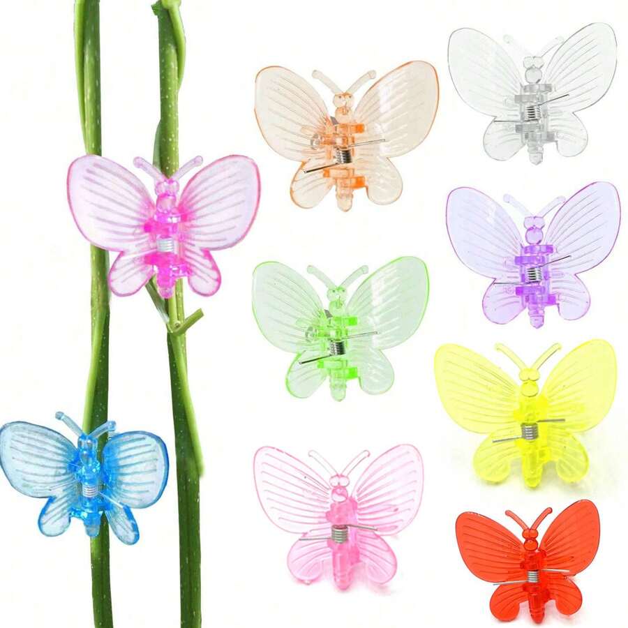 3/6/8/10pcs Butterfly Orchid Clips, Garden Plant Clips, Support Clips Vine Clips Plant Clips For Support Flower Orchid Vine(Random Color)
