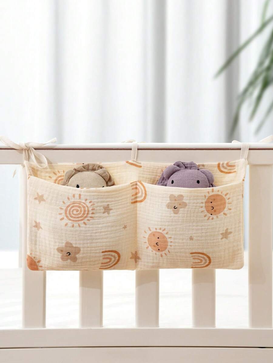 1pc Waterproof Crib Diaper & Bottle Storage Hanging Bag, Rainbow Printed Love Valentine