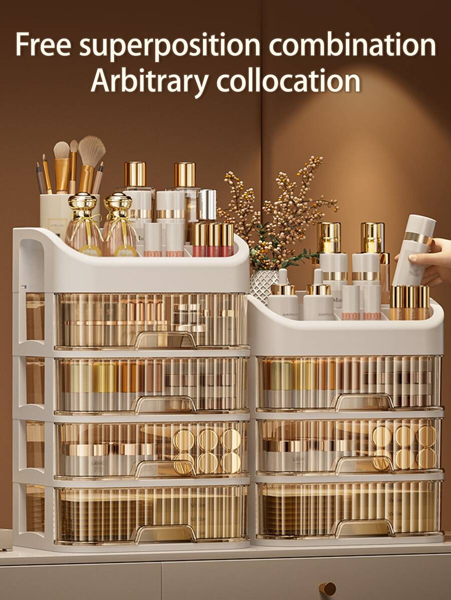 Brand New Elegant Makeup Organizer Drawer Box, Large Storage Space With Pullout Drawers, Available In 2 Colors And Multiple Sizes