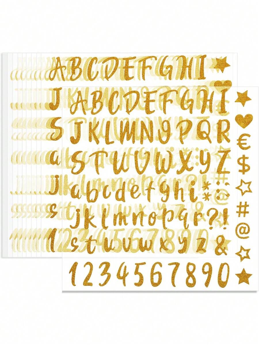 800 pezzi/10 fogli Lettere adesive dorate, Adesivi lucidi per lettere e numeri da 1 pollice, Impermeabili, Per artigianato fai-da-te, Arti, Decorazione, Cartelloni, Regali